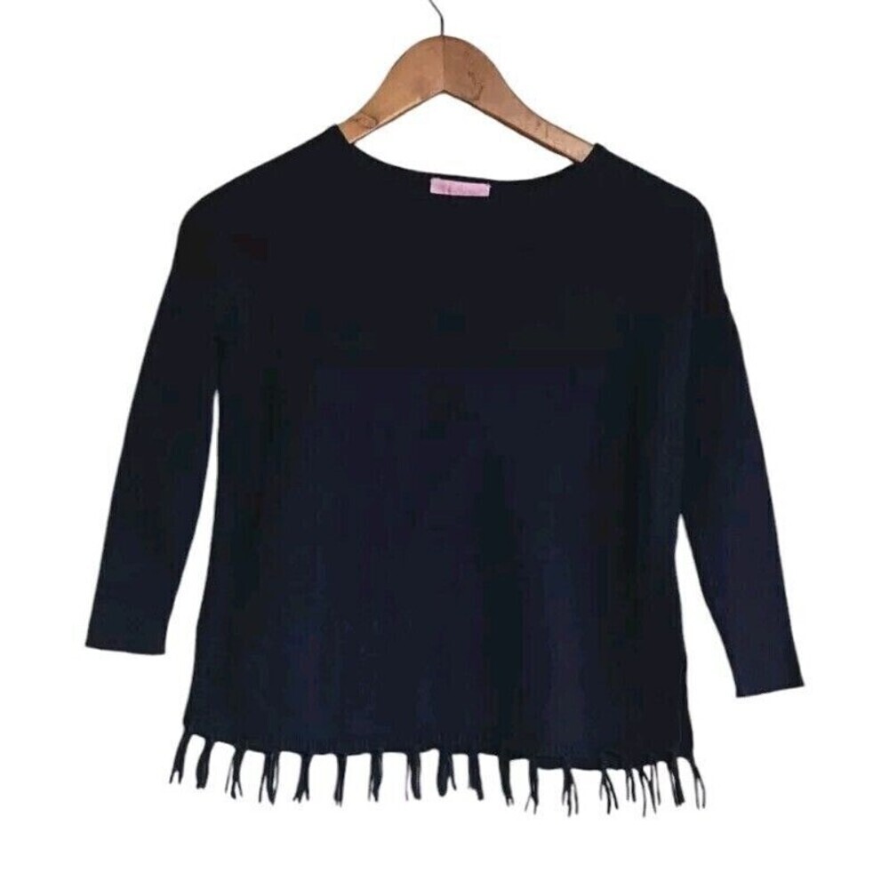 Lilly Pulitzer Sweater Girls Medium Blue Mini Ramona Caftan Fringe Coastal